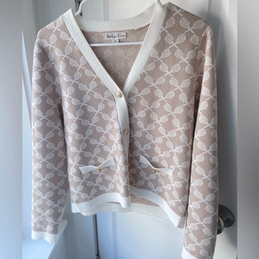 Tennis Pattern Cardigan Sweater - Picture 3 of 4